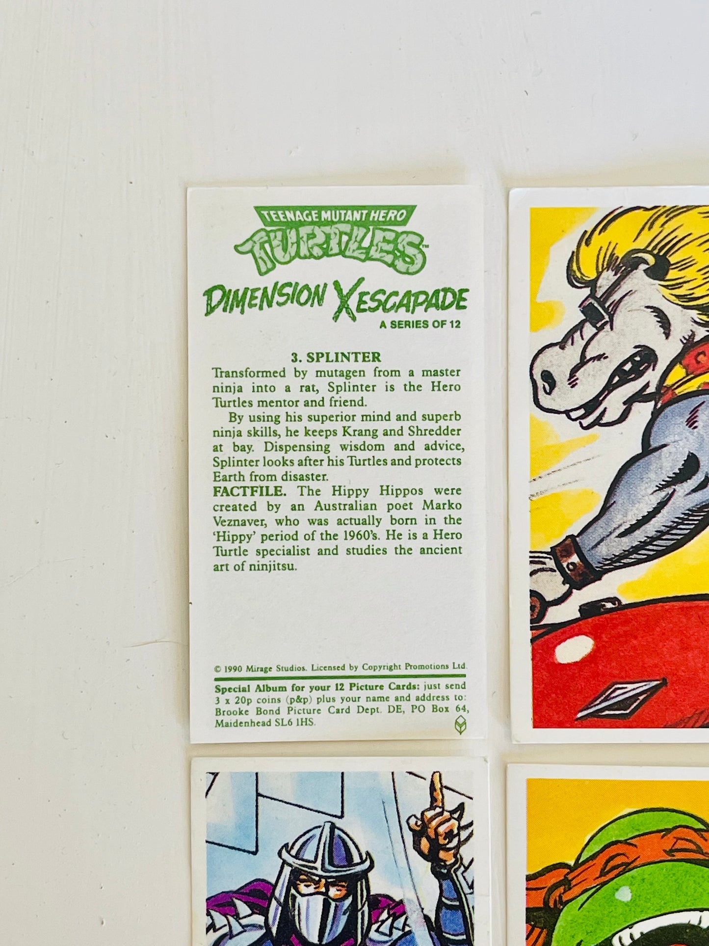 Teenage Mutant Ninja Turtles Brooke Bonds Cards - Dimension Xescapade set of 12 - 1990